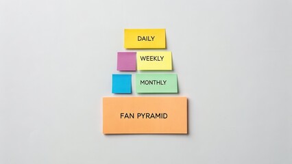 Colorful Sticky Notes Representing Daily Weekly Monthly Fan Pyramid