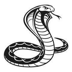 Stylized black and white cobra snake illustration