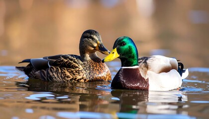 Two ducks on a pond
