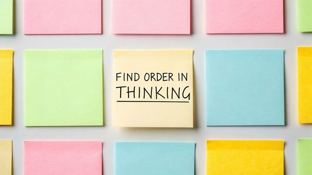 Colorful Sticky Notes with Message on Order in Thinking Process