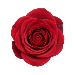 Naklejka premium A single vibrant red rose isolated on a white background
