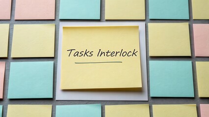 Colorful Sticky Notes with Tasks Interlock Concept for Organization