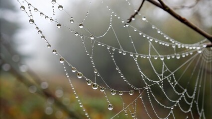 spider web with dew drops