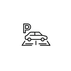 Car parked in parking space with 'P' symbol for parking  