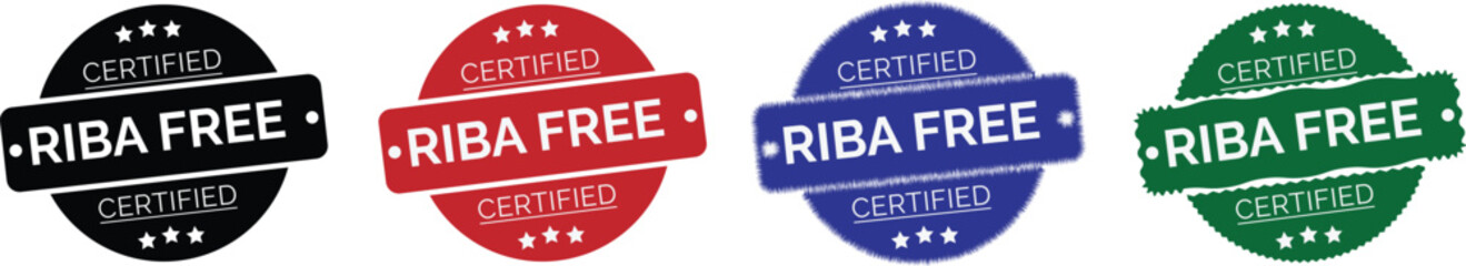 Riba Free Stamp Vector Set – Islamic Finance Halal Seal Badges and Labels