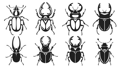 Diverse Stag Beetle Silhouettes insect vector