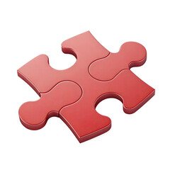 Obraz premium A vibrant red three dimensional puzzle piece with a textured surface is clearly displayed, isolated on a perfectly transparent background.