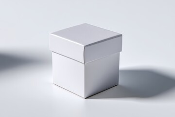 Naklejka premium box packaging mockup for e-commerce, clean white background, soft shadows