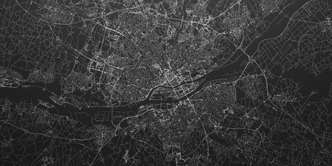 Obraz premium Nantes (France) street map. The style of the map is black paper