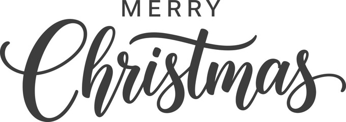 Merry Christmas Script Text Design Calligraphy on Transparent Background