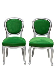 Two emerald green velvet chairs