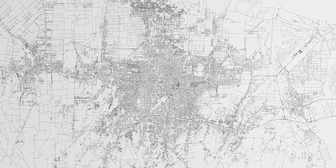 Fototapeta premium Medan (Indonesia) street map. The style of the map is black lines