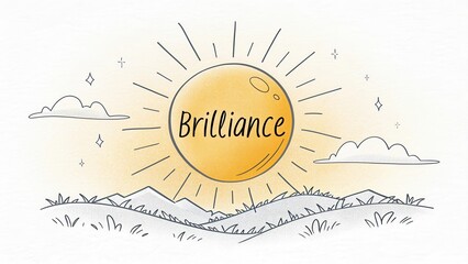Bright and Cheerful Sun Illustration with Brilliance Text Design