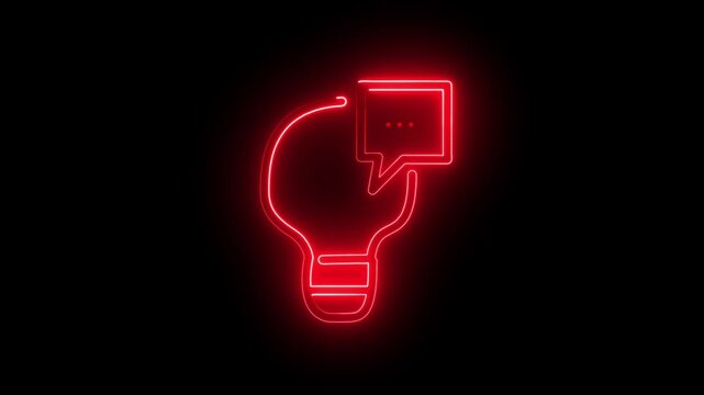 glowing neon light with message billing system electricity  power icon on black background.