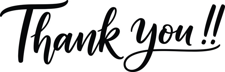Thank You Script Text with Transparent Background in Black Calligraphy Style