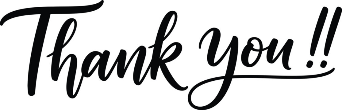 Thank You Script Text with Transparent Background in Black Calligraphy Style
