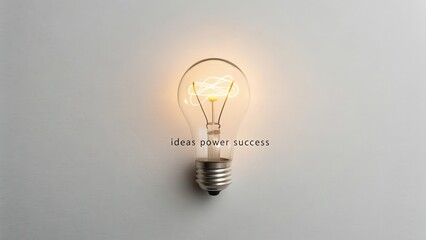 Bright Light Bulb with Inspirational Message on Minimalist Background