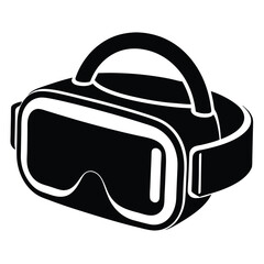 Stylized Black and White Virtual Reality Headset Image with Headband and Strap Detail