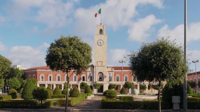 Piazza del Popolo (people's square) and the City Hall (municipio) in Latina, Italy