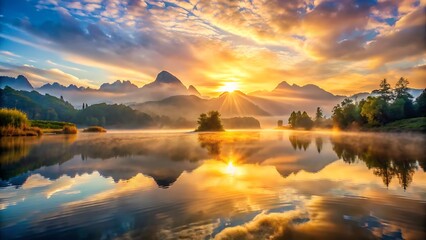 sunrise over the lake