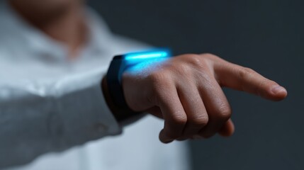 smart wearable technology, holographic notifications floating, futuristic neon wearable devices concept