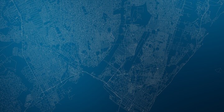 Maputo (Mozambique) street map. The style of the map is blue lights