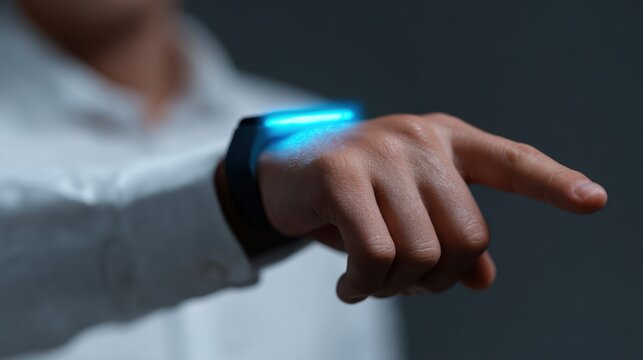 smart wearable technology, holographic notifications floating, futuristic neon wearable devices concept