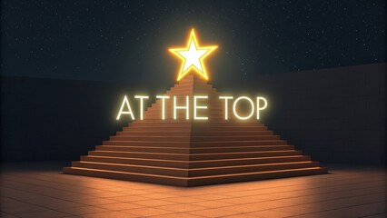 Bright Star at the Top of a Pyramid with Night Sky Background