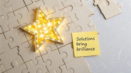 Bright Star Decor on Puzzle Background with Inspirational Note