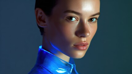 smart wearable devices with holographic notifications, neon futuristic fashion tech
