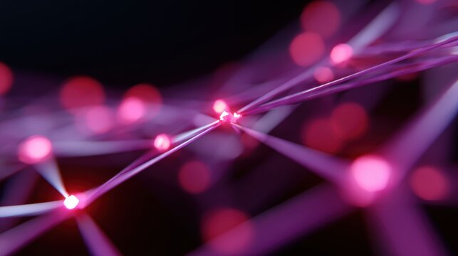 abstract neon network, glowing digital lines and nodes, futuristic cyberspace design