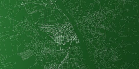 Yaroslavl (Russia) street map. The style of the map is green background