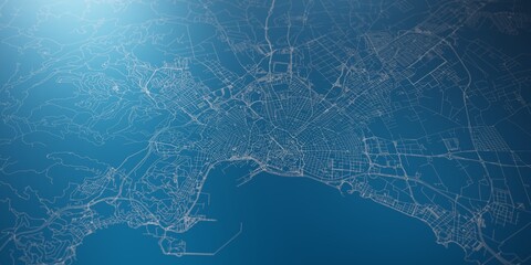 Palma (Spain) street map. The style of the map is blue lights