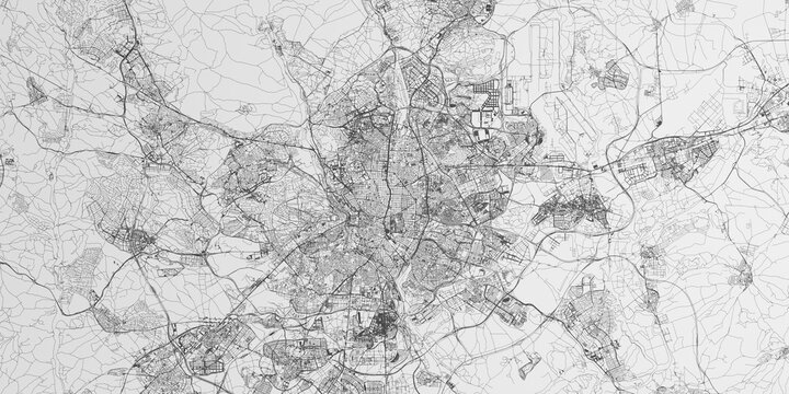 Madrid (Spain) street map. The style of the map is black lines