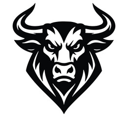 Fototapeta premium Angry bull head logo on white background