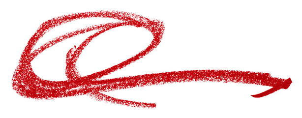 Red colored pencil drawing isolated on transparent background