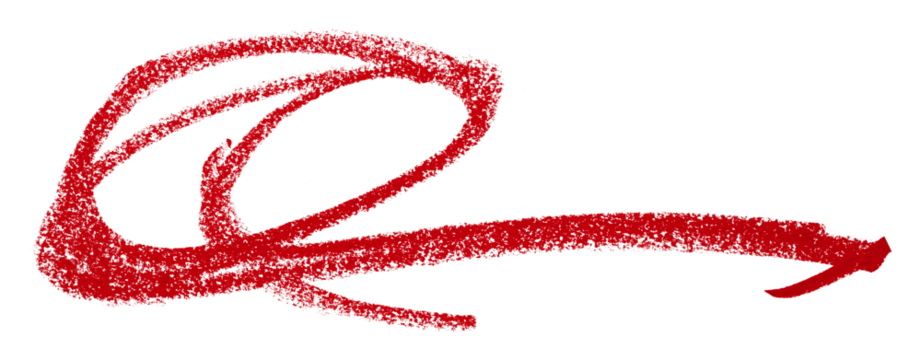 Red colored pencil drawing isolated on transparent background