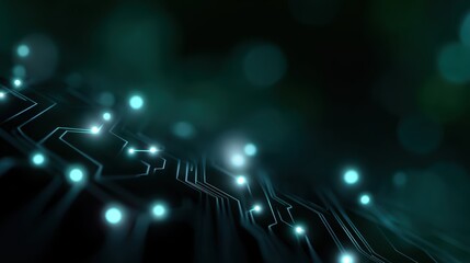 dark tech circuit background with glowing nodes and digital patterns