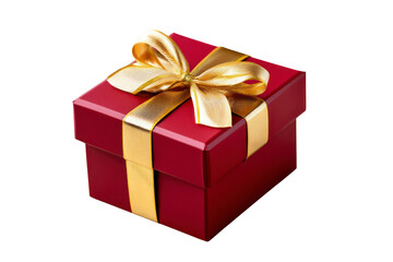 Obraz premium Red gift box with golden ribbon on white background for Black Friday 