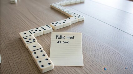 Creative Concept of Dominoes Representing Life's Journey and Choices