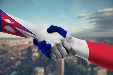 Shaking hands Nepal and_France