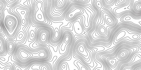 Abstract topographic contours map background. Topographic map and landscape terrain texture grid. Modern design with White background with topographic wavy pattern design. Black-white background