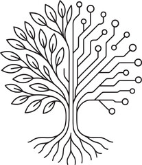 Obraz premium Digital Tree of Life Circuit Vector Design