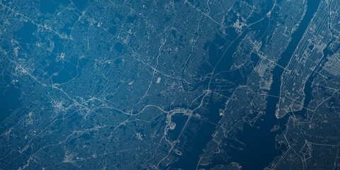 Newark (New Jersey, USA) street map. The style of the map is blue lights