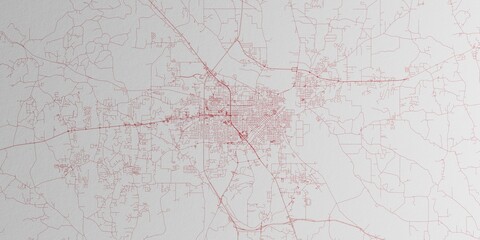 Jackson (Mississippi, USA) street map. The style of the map is red ink