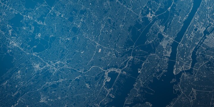 Newark (New Jersey, USA) street map. The style of the map is blue lights