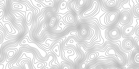 Abstract topographic contours map background. Topographic map and landscape terrain texture grid. Modern design with White background with topographic wavy pattern design. Black-white background
