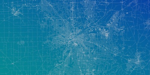 Dayton (Ohio, USA) street map. The style of the map is blue gradient