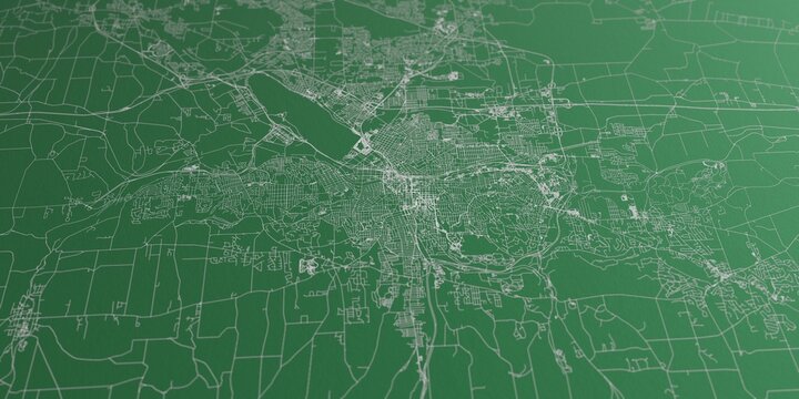 Syracuse (New York, USA) street map. The style of the map is green paper