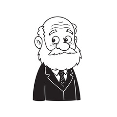 Old man with formal suit black and white vector illustration for classic portrait artwork design
